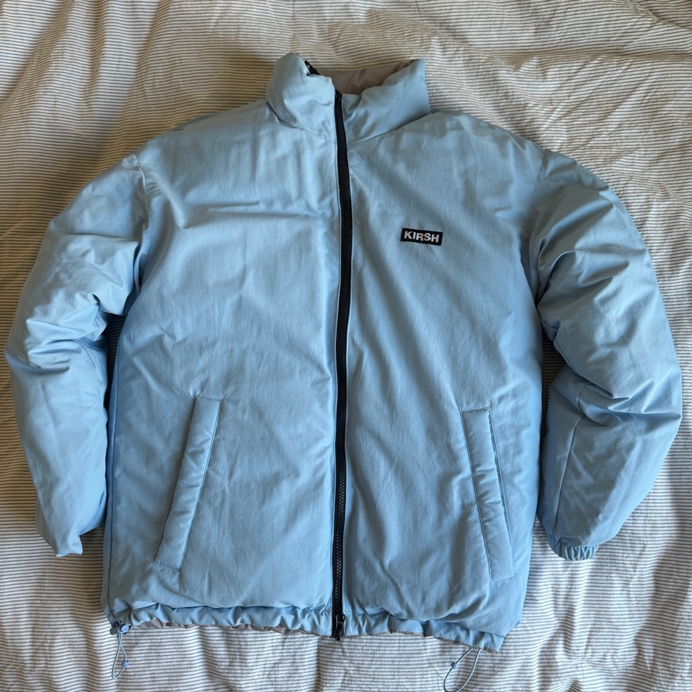 Gray and Blue Reversible Puffer Jacket